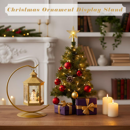 Otoolling 4 Pcs Ornament Display Stand Holder 6 Inch Tall Iron Round Christmas Air Plant Terrariums Holder Hook Crystal Witch Ball Hanging Stand for Glass Ball Christmas Wedding Home Decor (Gold)