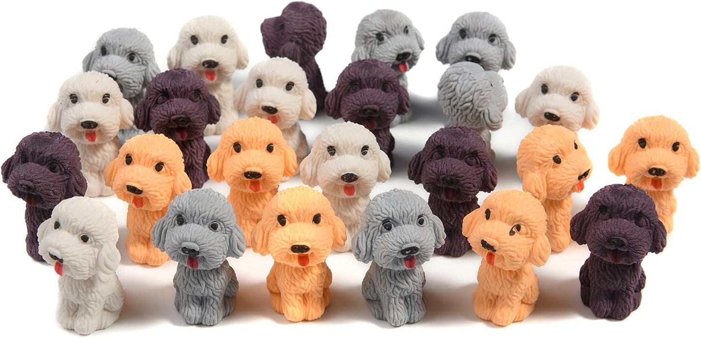 24 Pcs Animal Pencil Erasers Toppers,Pencil Top Erasers,3D Cute Dog Cap Easters Desk Pet Erasers for Kids