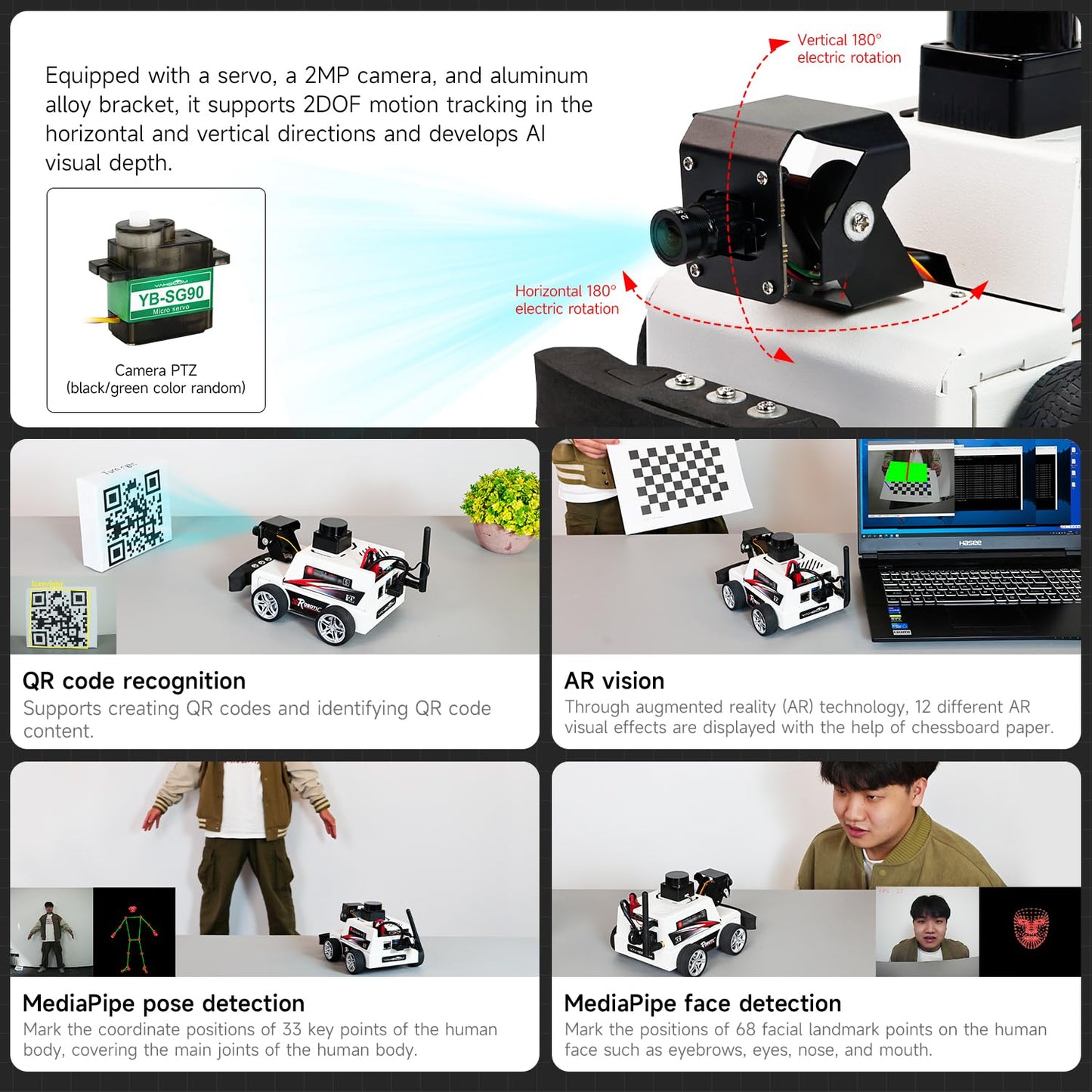 Yahboom Raspberry Pi 5 AI Visual ROS2 Smart Robot Car Kit 2DOF Carmer Autonomous Driving Lidar Stem Education Project for Teen Engineers Students (with Raspberry Pi5-2GB)