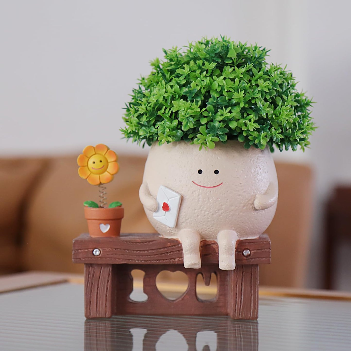 NINIPAPA Funny Face Flower Pots Cute Plant Pot Smiley Planter, Sunflower Pot for Indoor Plants, Unique Succulent Cactus Happy Head Planters, Plant Gifts for Mom Lover on Birthday Christmas ﻿