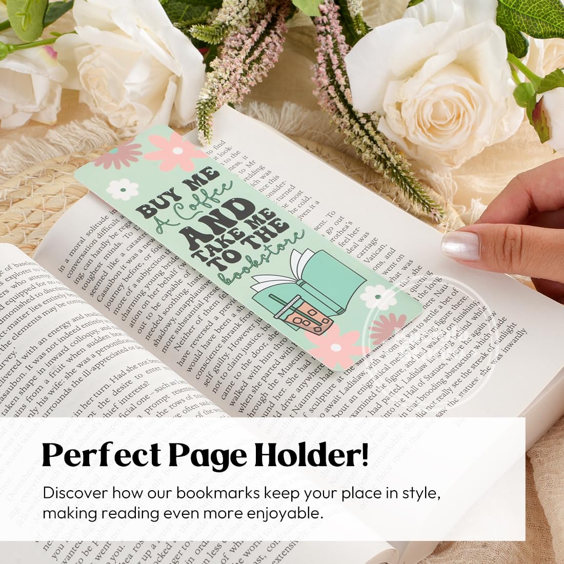 KACIOLA STUDIO 100PCS Bookmarks for Women, Booklovers Theme Paper Bookmarks Bulk 6" x 2" Cute Book Marks for Reading Book Lovers Students Schools Gifts (Booklovers)