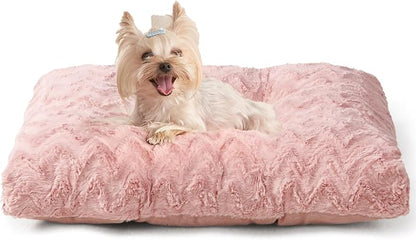 EHEYCIGA Washable Small Dog Bed for Crate 23x18 Inch, Kennel Pad for Puppy Up to 25 lbs, Plush and Comfy Pet Sleeping Mat, Pink