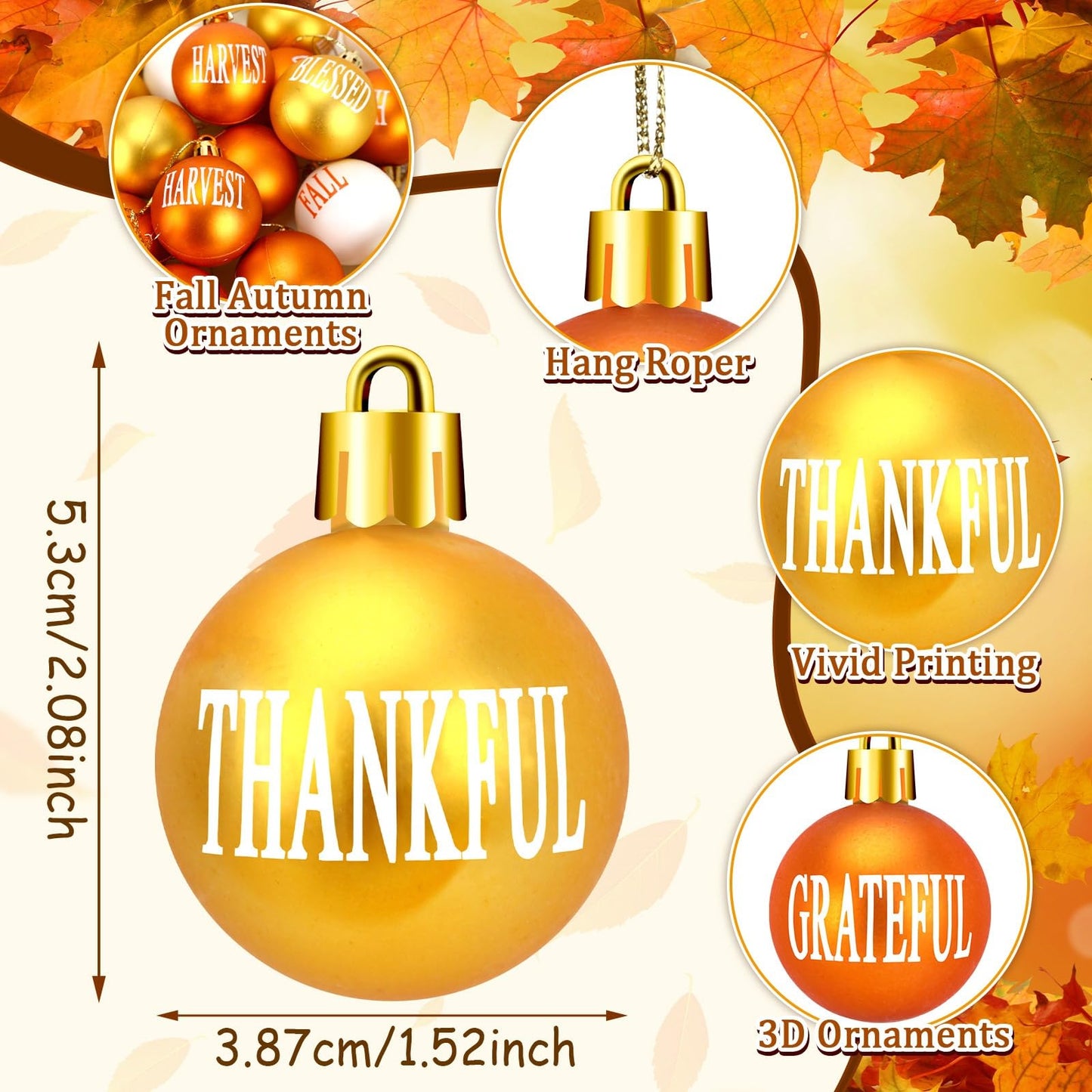 JULMELON 36 Pcs Fall Tree Ornaments for Thanksgiving Day Decor