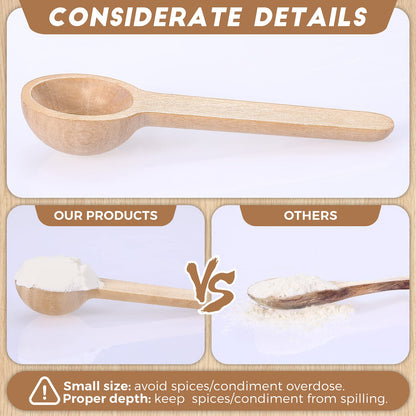 Patelai 100 Pieces Mini Wooden Spoons Bulk 3 Inch Small Condiments Tiny Jars Spoons for Coffee Condiment Honey Teas Sugar Kitchen Cooking Bath Salt (Cute Style)
