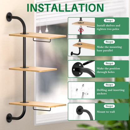 YUOROS Window Plant Shelves, 3-Tier Rotating Plant Shelf Stand, Indoor Metal Wall Plant Holder