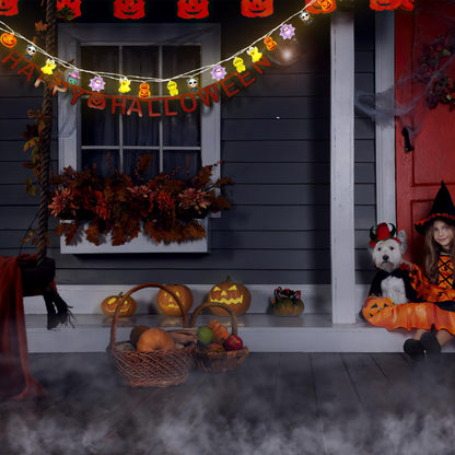 LUTW Halloween Lights Decorations, 10Ft 20 LED Halloween Lights Battery Operated with Timer Waterproof, 8 Lighting Modes, Cute Halloween's String Light for Indoor Outdoor Window Porch Decor