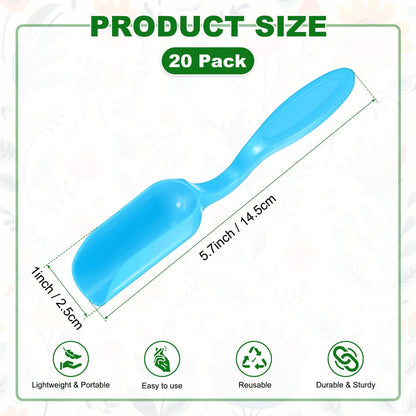 M METERXITY 20-Pack Mini Gardening Shovel Spoons, Plastic Garden Soil Scoops for Cultivation Digging Transplanting/Flower Planting/Plant Succulent, Colorful Small Gardening Tools [Blue]