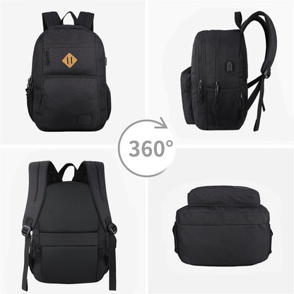 KEOFID Travel backpack for Men and Women, Anti Theft Laptop Backpack with USB Charging Port for Work, Large Bag for College, Carry-on Backpack with Luggage Strap, Water Resistent(Black)