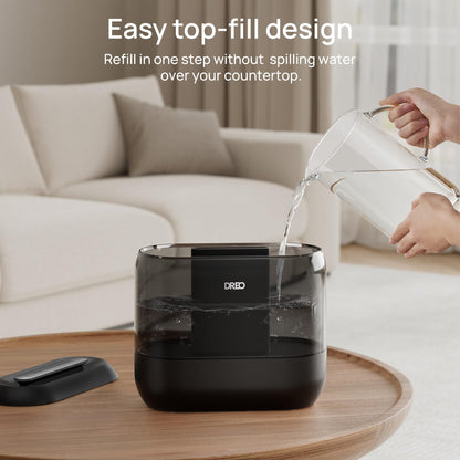 Dreo Humidifiers for Bedroom, 4L Top Fill for Large Room, 36H Runtime, 28 dB Quiet Supersized Cool Mist Air Humidifier for Baby Nursery, Plants, Indoor, Night Light, Easy to Clean & Fill