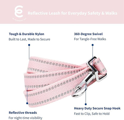 Blueberry Pet Essentials Reflective Dog Collar & Leash Set, Adjustable for Medium Dogs | Safe Walking Gear for Pet Parents, Puppy Training & Daily Use MediumDogs, Baby Pink