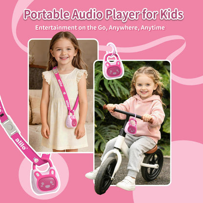 alilo Pocket Bunny Portable Kids Music Player, Musical Toys for Toddlers, Preloaded 120+ Stories/Music/Lullabies/White Noise, Toddler Gift for Girls (with Strap and Ring)