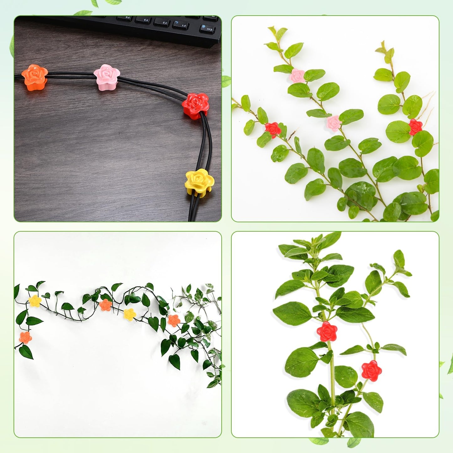 M METERXITY 100 Pack Plant Wall Clips, Self-Adhesive Plant Climbing Wall Clips Fixer with Acrylic Adhesive Sticker for Vine Support/Indoor/Outdoor Decor [Rose-Orange]