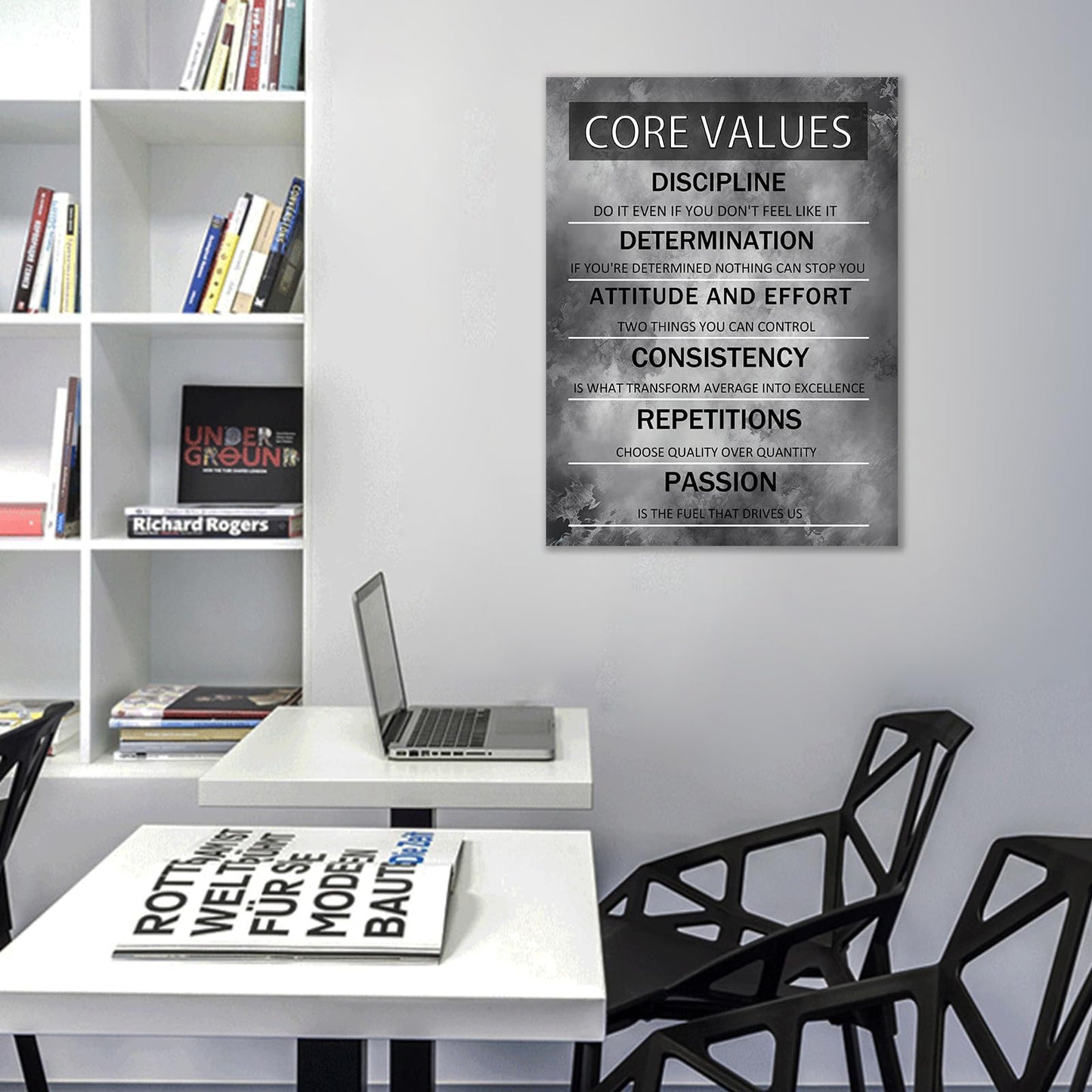 PJQART Core Values Inspirational Canvas Wall Art Motivational Poster Painting Artwork for Living Room Office Modern Home Decor Prints Pictures Wall Decor Framed Ready to Hang [18''W x 24''H]