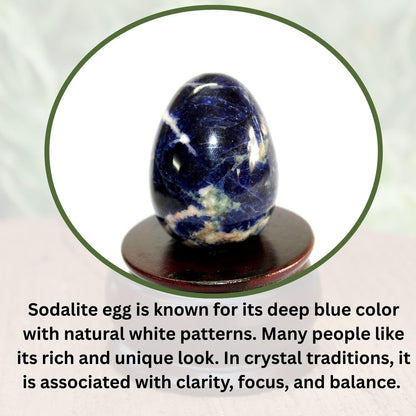Jet Sodalite Gemstone Egg 2 Inch – Natural Crystal Decorative Stone for Home Décor, Meditation & Collection