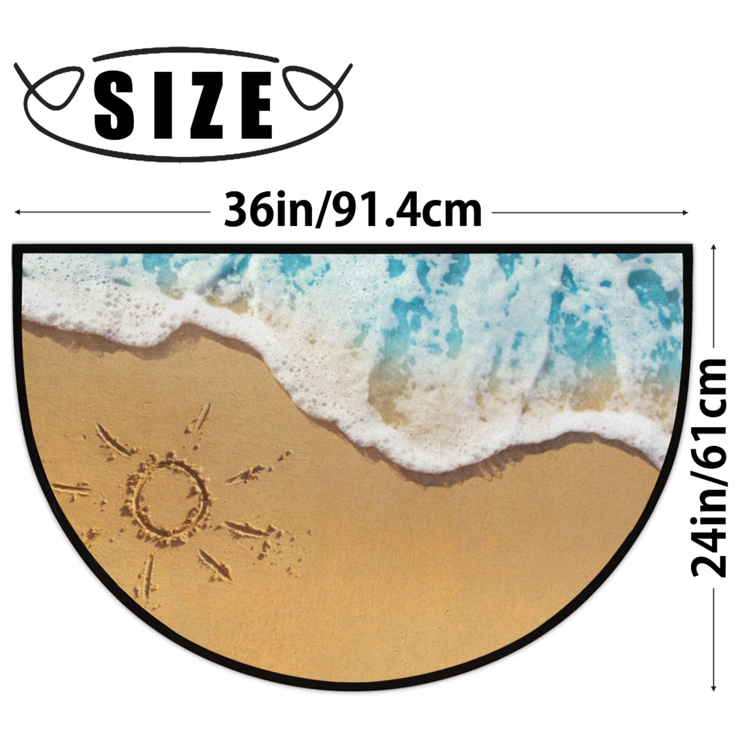 Pardick Ocean Beach Half Round Door Mat Welcome Entrance Mat Bath Bathroom Rug