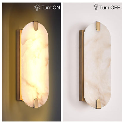 ZEROUNO Alabaster Wall Sconces, 14.2 inch Wall Sconce, Natural Marble Wall Sconces Wall Lighting Set of Two, Dimmable Light Fixtures for Bedroom Living Room Stairs Vanity Hallway Bedside