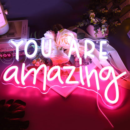 SYLHOME You Are Amazing LED Neon Light Sign 5V Girls Boys Bedroom Living Room Classroom Wall Decor Sign Hanging Smart Kid Birthday USB 16.9" X 10.6" Warm White