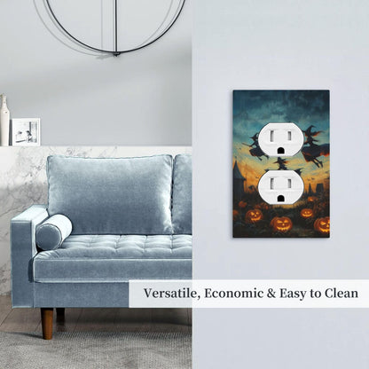 Decorative Art Light Switch Covers Halloween Sky 1 Gang Single Duplex Outlet Wall Plate Switchplate Electrical Faceplate for Home Decor