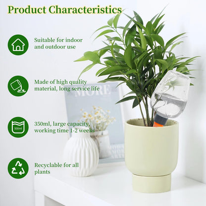 GEWOSI 6pack Plant Self Watering Globes, Plastic Water Bulbs Top Fill, 12.3 oz Plant Watering Devices System Slow Release Terracotta, Water Spikes Stakes for Indoor (Clear-6pack)