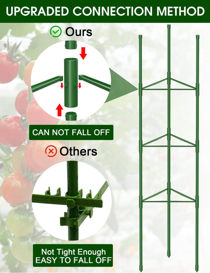Tomato Cages,6 Pack MQJIAZHI 51.2inch Adjustable - Rust-Proof Tool-Free Trellis for Raised Garden Bed & Climbing Plants