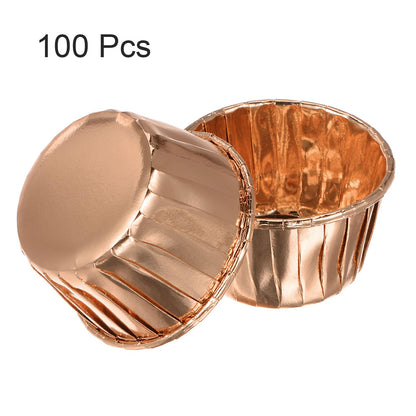 HARFINGTON Champagne Gold Cupcake Cups, 100pcs Aluminum Foil 3.5oz Standard Cupcake Liners Cupcake Baking Cups for Birthday Party Supplies Weddings Decorations