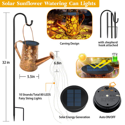 Vcdsoy Solar Watering Can Lights, Sunflower Mother's Day Gifts for Women Mom Grandma Birthday, Large Hanging Solar Lantern Waterproof Outdoor Garden Decorations for Yard Porch Landscape Patio Pathway