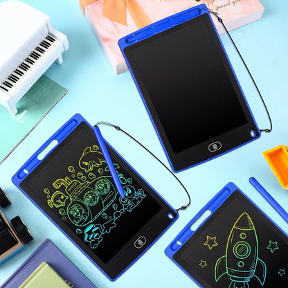 Zhehao 24 Pieces LCD Writing Tablet Doodle Board 8.5 Inch Colorful Reusable Screen Board Pad Reusable Drawing Writing Learning Educational Pad Toys for Girls Boys 8-10 3-10(Blue,Round Style)