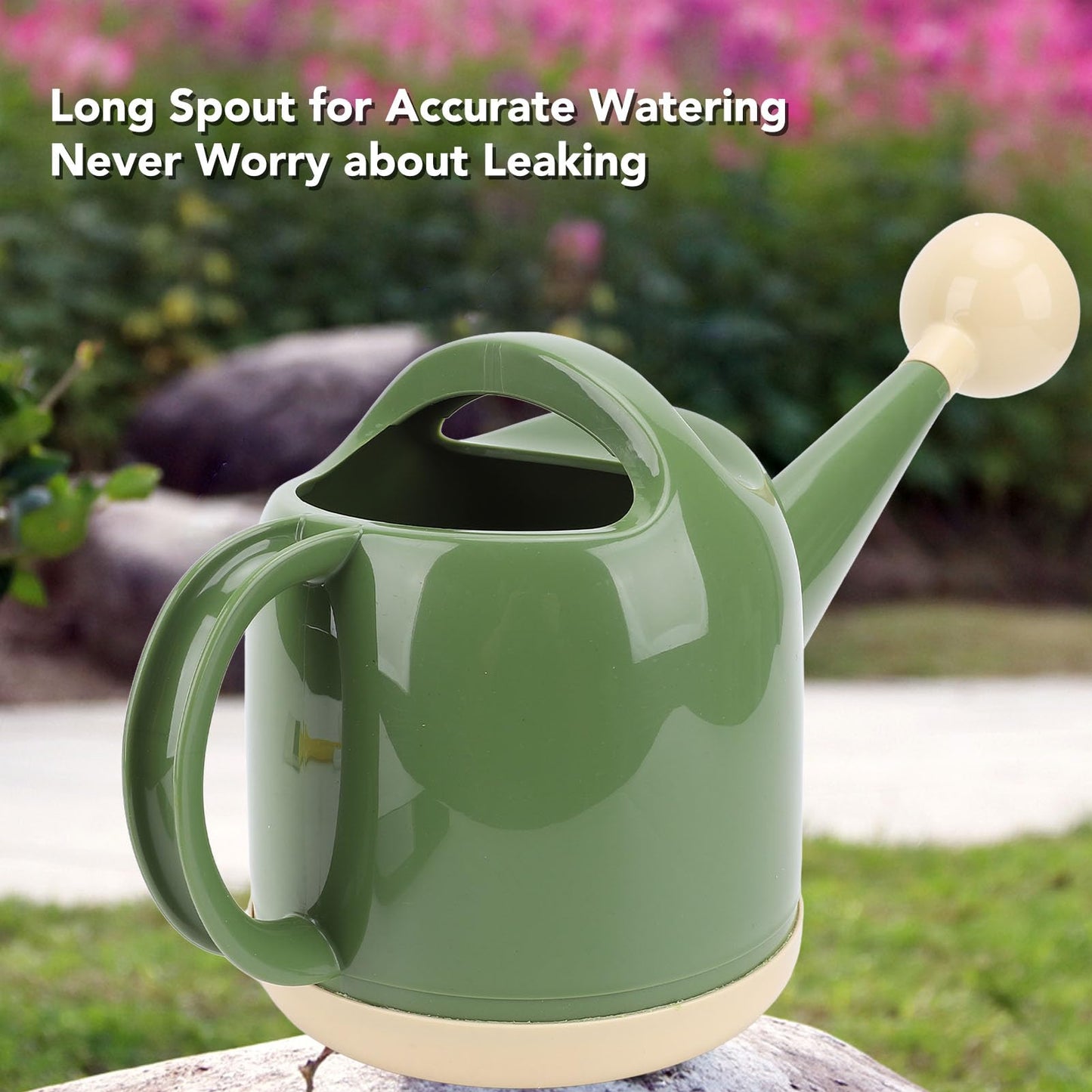 4L Indoor Watering Can with Sprinkler Head, Detachable Long Spout Watering Can, Ideal for House Plant Garden Flower Outdoor, Wide Opening for Fertilizer Mixing (Dark Green)