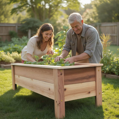 Cedar Raised Garden Bed Planter Box with Legs – Heavy Duty Outdoor Wooden Planter for Vegetables & Flowers, No Bending Elevated Design, Custom Size, Handmade in USA (18in x 15.5in x 16in)