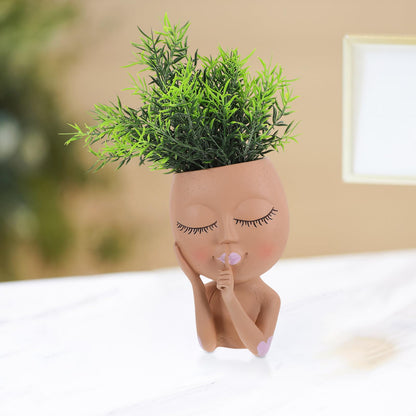 TOYANDONA Resin Face Flower Pot Planter for Indoor Plants, Unique Succulent Plant Container with Fun Design, Decorative Garden Pot for Home and Office Use