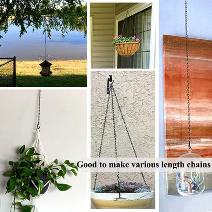 YINGFENG 236 Inch Black Metal Hanging Chains and Hanging Basket Hooks Set for Bird Feeders, Birdbaths, Planters, Grow Lights, Lanterns, Wind Chime and Ornaments, Eye Screws, Chain Hooks DIY