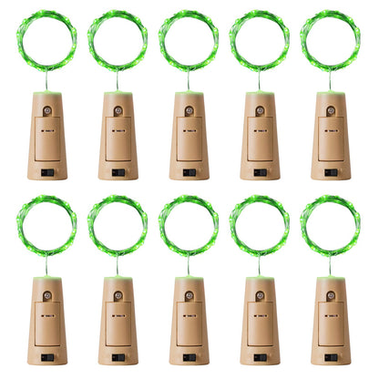 Aluan 20 LED Wine Bottle Lights, Waterproof Mini Cork Lamp, Green, Model BL00, Fairy String Lights for Party Wedding Decoration