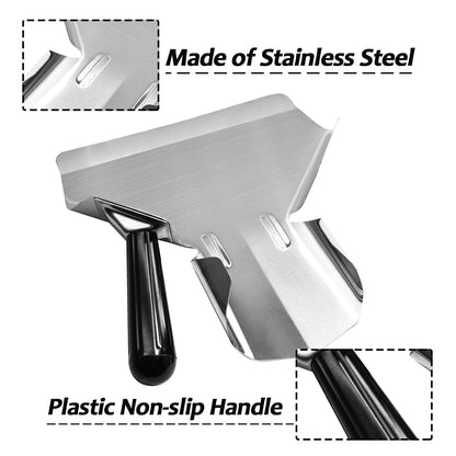 Bonsicoky 2 Pcs Stainless Steel French Fry Popcorn Scoop, Quick Fill Tool for Food Bags & Boxes, Multipurpose Utility Scooper for Bagger French Fries, Snacks, Desserts, Ice, Dry Goods