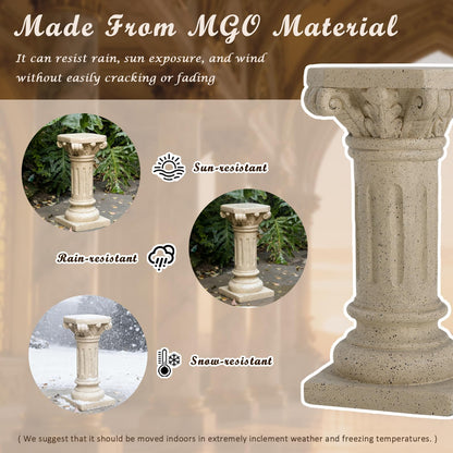 Garden Decorative Column, 26.25" Magnesium Oxide Garden Pedestal Column Plant Stand Weatherproof Pedestal for Sculptures Heavy Duty Plinth Suitable for Weddings and Dining Tables, Indoor/Outdoor