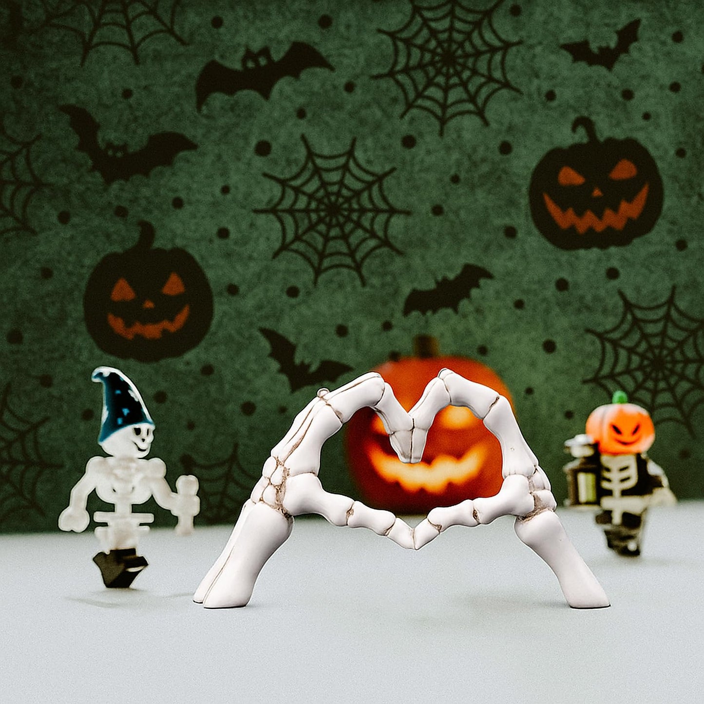 Gothic Skeleton Heart Hands Sculpture 6.3"- Unique Until Death Bone Heart Love Sign -Halloween Home Decor, Gothic Wedding Gift, Shelf Desktop Ornament