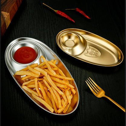 Hapivida 2Pcs Chip and Dip Serving Platter Set, Divided Snack Plates Set Sushi Plates with Sauce Section for Party Appetizer Salad Snack Veggies Fruit Taco