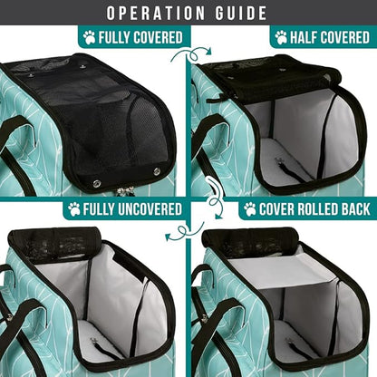 PetAmi Small Dog Purse Carrier, Soft-Sided Pet Carrier Bag with Pockets, Portable Puppy Cat Travel Handbag Tote, Airline Approved Breathable Mesh, Poop Bag Dispenser, Max 18 lbs, Chevron Teal