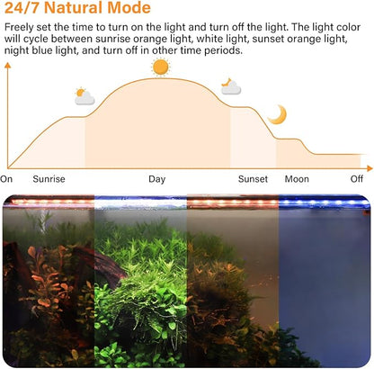 hygger Submersible LED Aquarium Light, 11W 12 in 24/7 Mode Fish Tank Light with 5 Rows Beads, with Timer 9 Colors and Adjustable Brightness, IP68 Waterproof Full Spectrum Light for 13-23 inch Tank