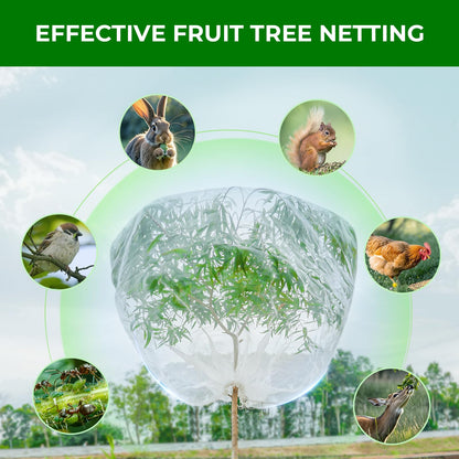 Fruit Tree Netting with 2-Way Zipper & Drawstring - 6.4'x6.4' Garden Plant Net Pest Barrier to Prevent Cicadas Bird Squirrel Deer - Protection for Blueberry Tomato with Fine Mesh Insect Cover (2 Pack)