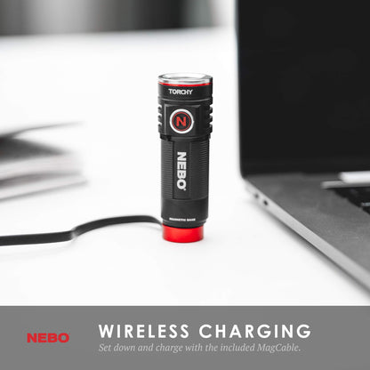 NEBO Torchy Rechargeable Pocket Flashlight | 1,000 Lumens, 5 Light Modes, Magnetic Base & Steel Clip, Water Resistant, LED Mini Flashlight for EDC & Camping, Includes Charging Cable