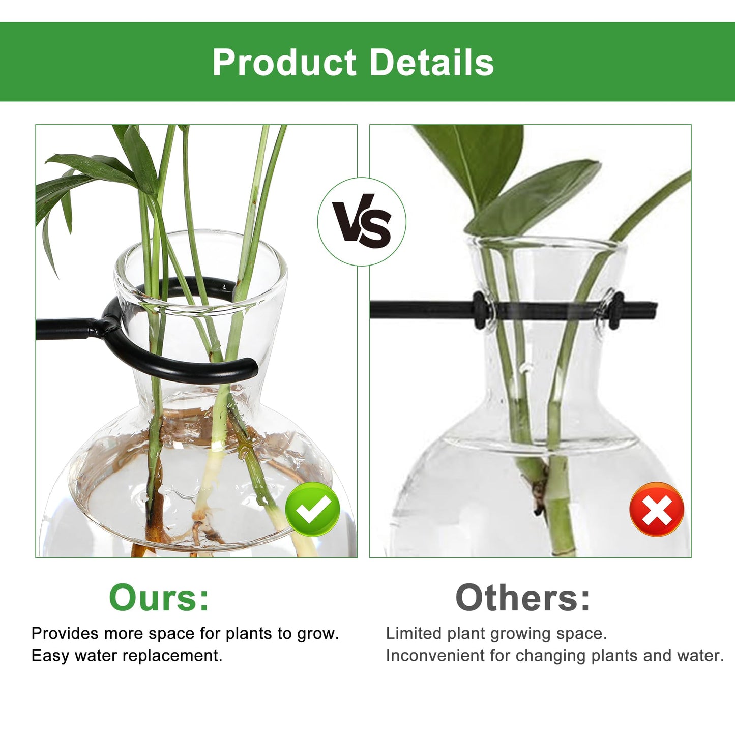 PAG-Mass Plant Propagation Station with 4 Glass Vases & Wood Stand, Hydroponic Air Planter for Indoor Plants, Unique Gardening Gift for Women & Plant Lovers, Desktop Terrarium for Home Decor