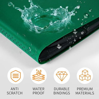 Trading Card Binder 9 Pocket, 360 Card Waterproof Folder with Side Loading Sleeves, Sturdy Card Collection Album for MTG, TCG, Game Cards & Sports Cards,1 Pack, Dark Green