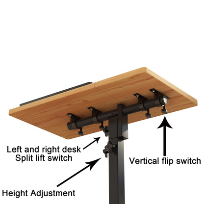 TigerDad Mobile Adjustable Height Laptop Stand PC Computer Portable Notebook Swivel Laptop Desk Rolling Table Desk Cart Tiltable with Wheels Casters& Mouse Pad Table
