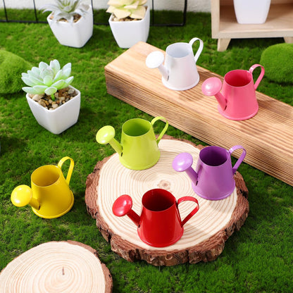 Kisangel Mini Watering can for Kids Metal Small Watering Kettle for Indoor Outdoor Plants Child Tin Toy Gardening Photo Prop 3.3X1.9X1.7 Inch