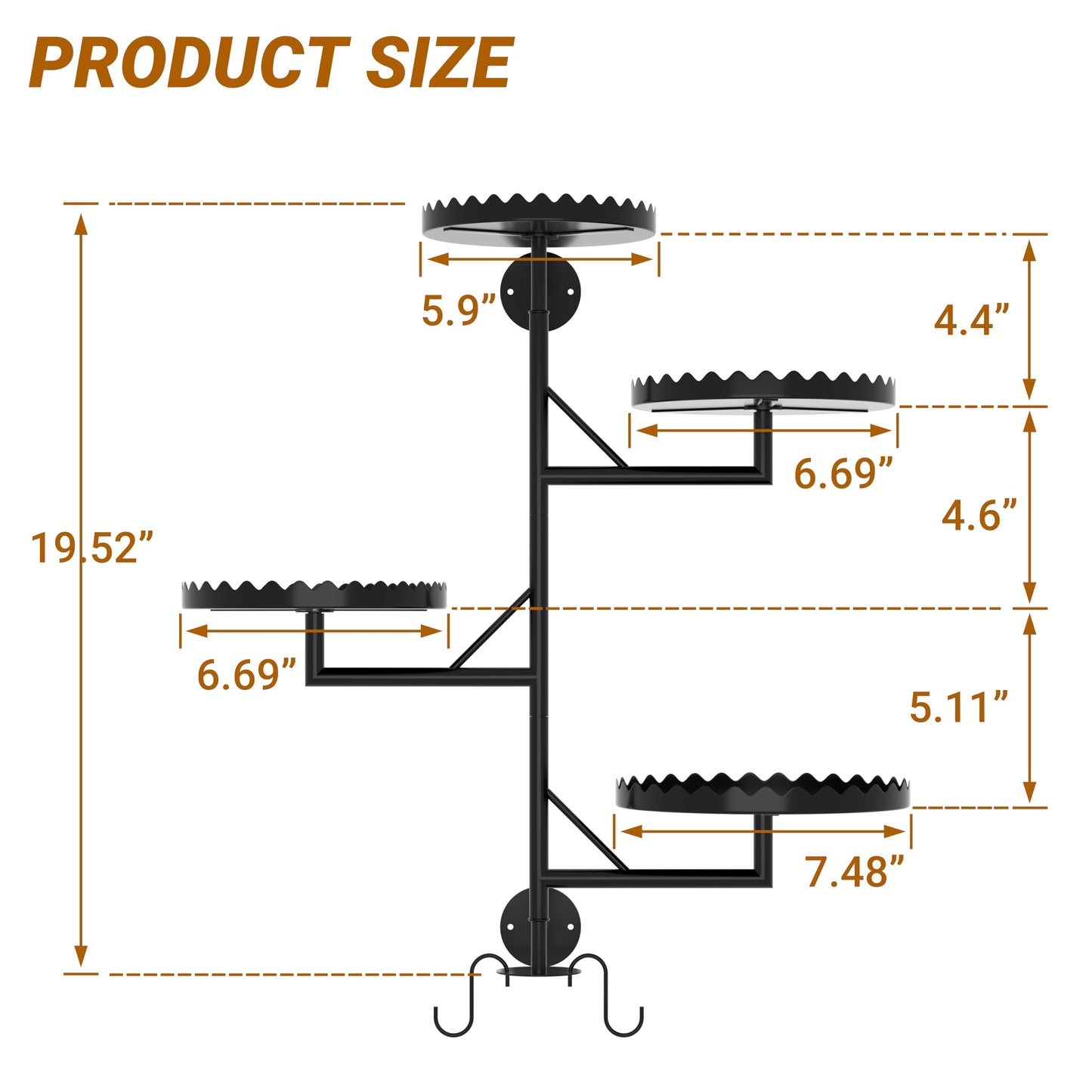 PPN Rotating Wall Plant Shelves Versatile Window Plant Shelf for Indoor Plants Bathroom Living Room Use Wall Planter with Durable Metal Material 4 Pots