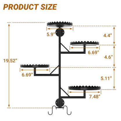 PPN Rotating Wall Plant Shelves Versatile Window Plant Shelf for Indoor Plants Bathroom Living Room Use Wall Planter with Durable Metal Material 4 Pots