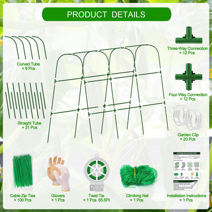 Large Cucumber Trellis for Raised Bed, U-Shape Garden Trellis for Climbing Plants Outdoor,Adjustable Metal Arch Vegetables Trellis,Plant Support Garden Stakes for Vine (Green,49.2x49.2x23.6)