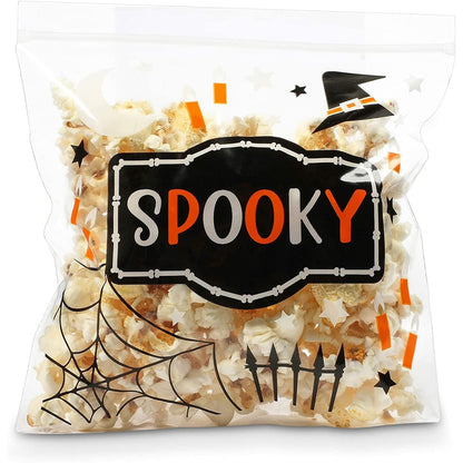 Spooky Central Resealable Treat & Snack Bags - 7.25 x 6.7 In Clear Plastic - 120 Pack - Zip Top & Reusable Bulk Party Favor & Candy Packaging Pouches
