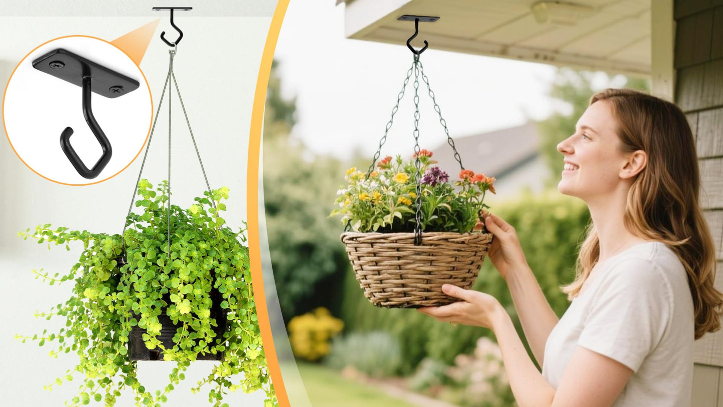 AJART Ceiling Hooks for Hanging Plants: Iron Plant Hanger for Wall Mount - 4 Pack/2.5 Inch Ceiling Hook for Indoor Use