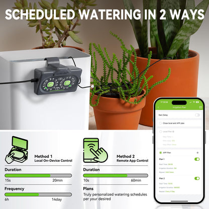 RAINPOINT Smart Drip Irrigation System for Houseplants,WiFi/App Control and Local Control, Dual Powered,Tap Free, Solar auto Watering for Indoor Balcony Grow Tent Water 10-15 Plants